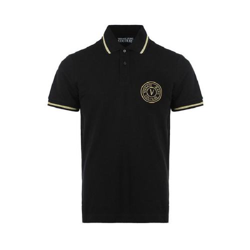  VERSACE JEANS COUTURE JEANS/范思哲 男士黑色棉質(zhì)短袖polo衫 72GAGT03CJ01T-G89 PLFSX