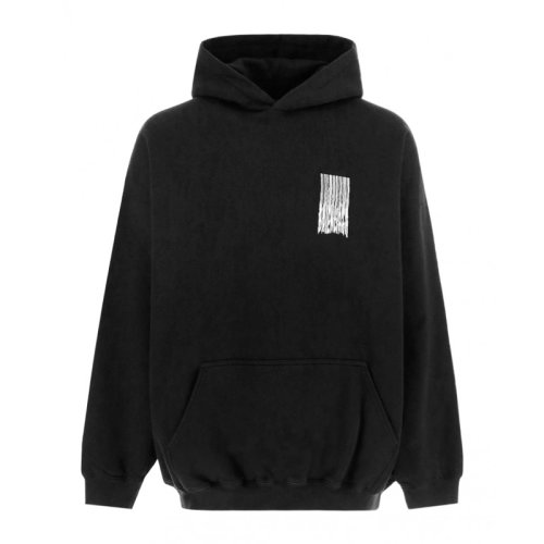 Balenciaga/巴黎世家 女士黑色棉質條碼圖案裝飾寬松版型長袖上衣衛衣套頭衫連帽衫運動衫 651799-TKVE6-1070