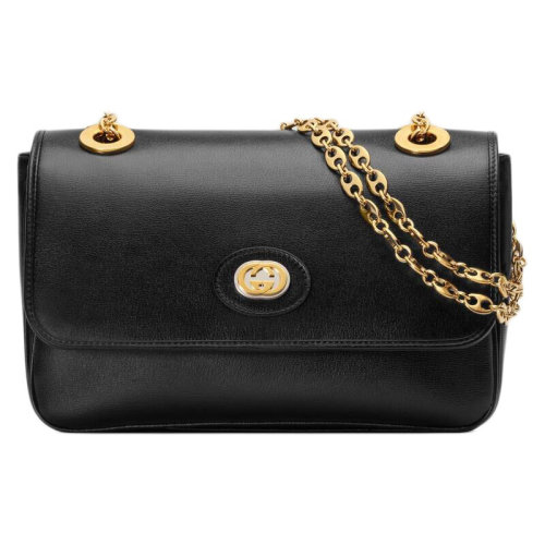 GUCCI/古馳 古琦女包 女士GG黑色皮質經典時尚翻蓋單肩斜挎包 576421 1DB0X 1000