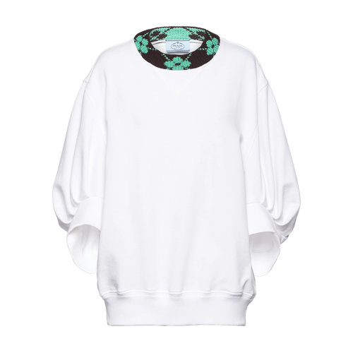 PRADA/普拉達 秋冬 女士白色提花細節Oversize圓領運動衫衛衣135705_1T56_F0K2X_S_212