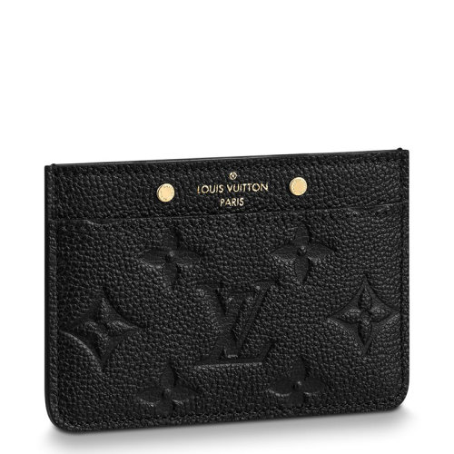 Louis Vuitton/路易威登 22春夏新款 女士黑色壓紋軟粒面牛皮革老花壓印金扣卡夾M69171