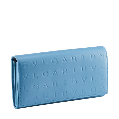 BVLGARI/寶格麗  女士藍色Bvlgari Infinitum圖案燙印小牛皮長款錢包291706