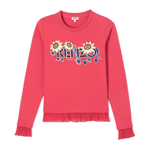 KENZO/高田賢三 女士紅色棉質經典字母徽標花朵裝飾圓領長袖上衣衛衣運動衫 F962SW711962-27