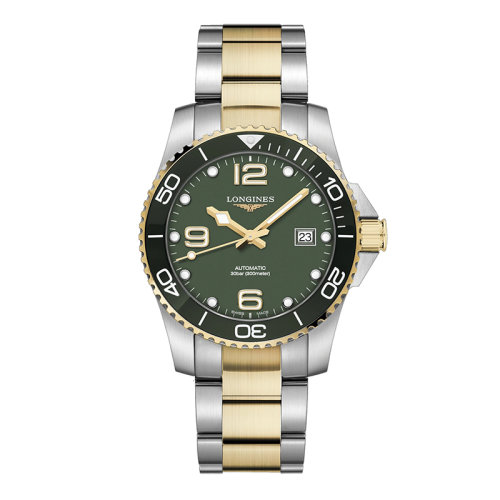 LONGINES/浪琴 康卡斯潛水系列 男女通用自動機械機芯精鋼表帶綠色亞光表盤防反光抗磨損藍寶石表鏡41毫米手表L3.781.3.06.7