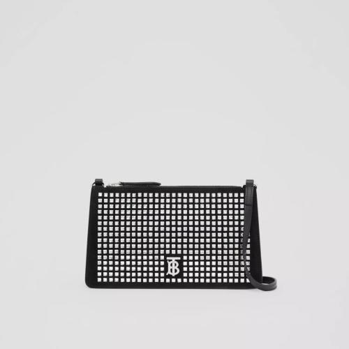  BURBERRY 22年秋冬 女士 人造水晶麂皮迷你 TB 肩背收納袋 80622641