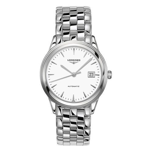 LONGINES/浪琴  軍旗系列 自動機械表白盤鋼鏈男表38.5毫米L4.974.4.12.6
