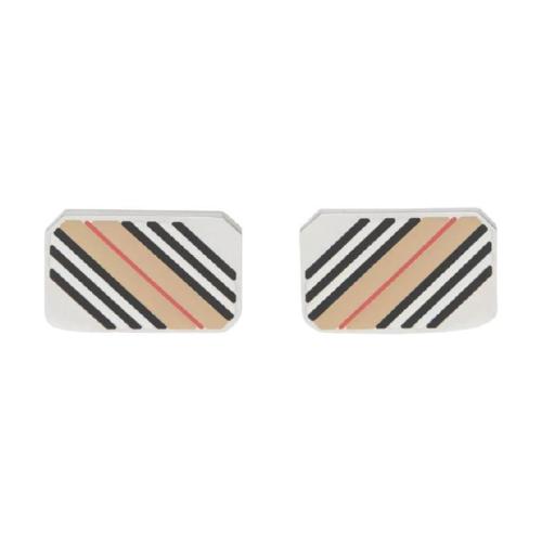  BURBERRY 22年秋冬 男士 標志性條紋鍍鈀金袖扣 80344251 預定商品1-3周發貨
