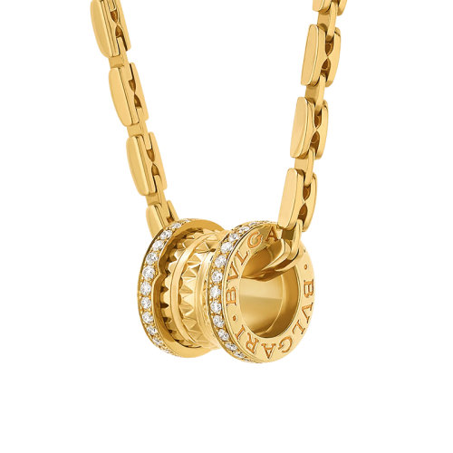 BVLGARI/寶格麗 B.ZERO1系列 18k金黃金雙排滿鉆吊墜項(xiàng)鏈358278