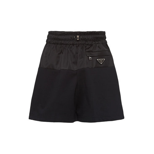 PRADA/普拉達(dá)  女士黑色棉質(zhì)運(yùn)動風(fēng)平紋針織短褲132353_1YYA_F0806_S_212
