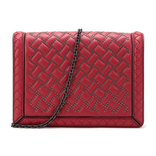 BottegaVeneta/葆蝶家BV女士皮質鉚釘單肩斜挎包490085VBJU06442
