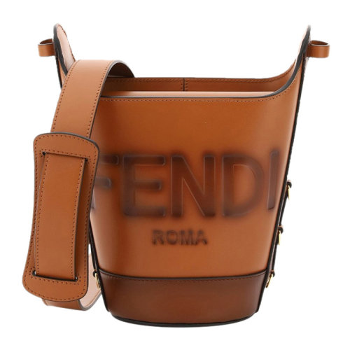 FENDI/芬迪女士純色牛皮經典字母徽標印花裝飾吸扣翻蓋開合單肩包斜挎包水桶包女包 8BT348-AC9L 多色可選