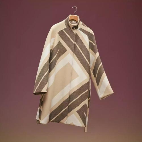  HERMES愛馬仕 22年秋冬 女士 風衣 Manteau raglan motif ??Mosaique?? H2H0131DIBJ34
