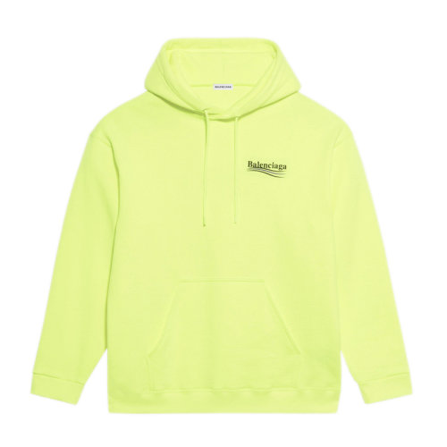 Balenciaga/巴黎世家 女士黃色棉質字母徽標印花抽繩兜帽羅紋邊緣長袖上衣連帽衛衣套頭衫 578135-TJVD4-7110