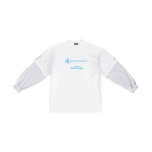 Balenciaga/巴黎世家 22年秋冬新款 WFP系列 男士白色純棉藝術(shù)畫印花拼接長袖T恤698089TMVL29086