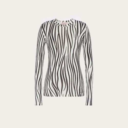  VALENTINO華倫天奴 22年秋冬 女士 長袖T恤 T-SHIRT EN JERSEY a IMPRIMé ZEBRA 1966 1B3MG19