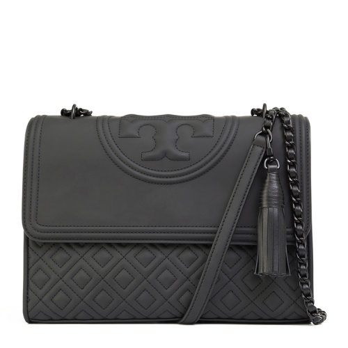 Tory Burch/湯麗柏琦   FLEMING系列 女士黑色橡膠PU經(jīng)典時(shí)尚金屬鏈條包單肩包斜挎包翻蓋包TB女包  39928-001
