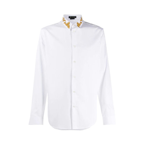 VERSACE/范思哲 男士純色棉質領口刺繡長袖上衣襯衣襯衫 A85135-A232105 多色可選