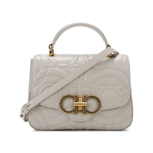 Salvatore Ferragamo/菲拉格慕  女士小號牛皮GANCINI絎縫仿古做舊手提單肩斜挎包相機包 21I281