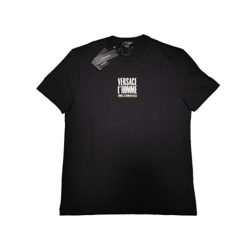 VERSACE/范思哲 美杜莎夏季新品簡約logo印字黑色圓領短袖T恤男士