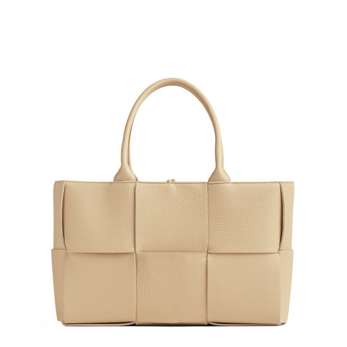 Bottega Veneta/葆蝶家 22新款Arco Tote系列 女士小號燕麥色Intreccio編織粒面牛皮革手提托特包652867VCP119776