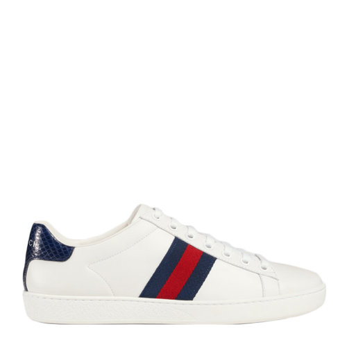 GUCCI/古馳  女士白色條紋裝飾運動鞋板鞋女鞋 387993-2JR0-9072（99新未使用）