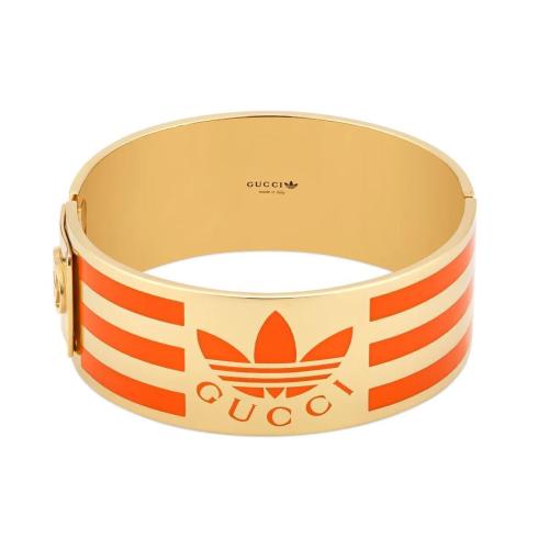  GUCCI古馳 22年秋冬 女士 adidas x Gucci聯名系列琺瑯條紋手鐲 702882 J1631 8082