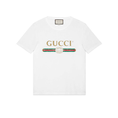 GUCCI/古馳 經典款 男女同款 白色印花字母大碼短袖T恤 440103 X3F05 9045