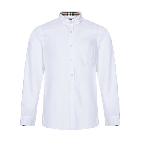  BURBERRY/博柏利 巴寶莉襯衫 男士 格紋細(xì)節(jié) 簡(jiǎn)約白色/藍(lán)色 棉質(zhì)方領(lǐng) 長(zhǎng)袖襯衫 80087081