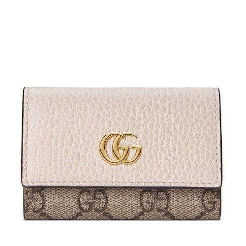 GUCCI/古馳 GG Marmont系列 女士白色皮革老花帆布鑰匙包45611817WAG9096