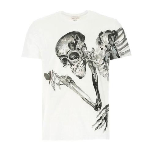 Alexander McQueen/亞歷山大麥昆 男士白色棉質(zhì)短袖T恤 609587 QOZA8 0900