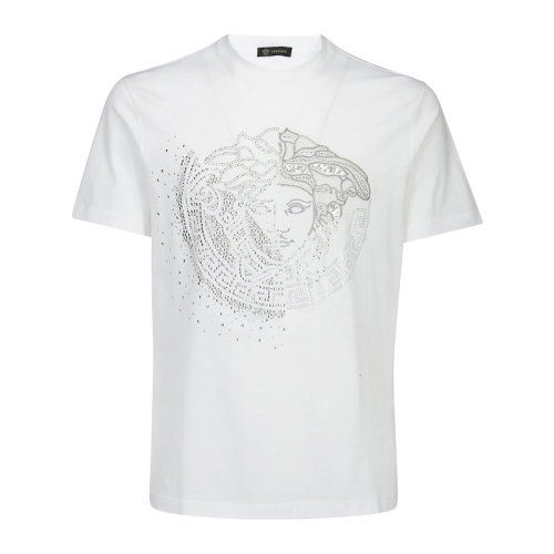 VERSACE/范思哲 男士白色棉質經典美杜莎頭像印花裝飾圓領短袖上衣T恤 A75049-A201952-A92X