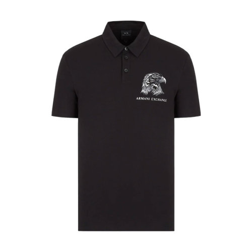 Emporio Armani/安普里奧阿瑪尼 SS22 Logo動物印花短袖Polo衫 男款 黑色 送禮推薦  3LZFAQ-ZJ6QZ-1200
