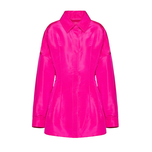Valentino/華倫天奴 22年秋冬新款 Pink PP系列 女士亮粉色真絲羅緞短大衣外套1B0CI0X06DEUWT