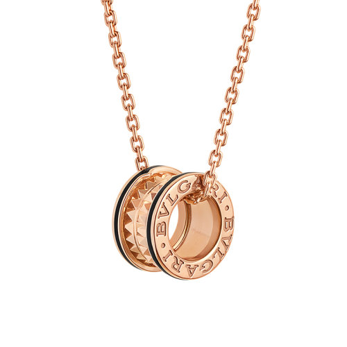 BVLGARI/寶格麗 B.zero1系列 巖石玫瑰金鏈玫瑰金黑陶瓷吊墜項鏈 358054