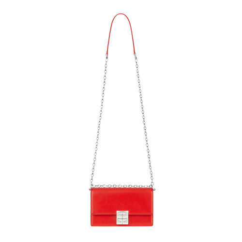 Givenchy/紀梵希 20  4G系列 女士小號紅色光滑小牛皮鏈條翻蓋4G磁扣單肩斜挎包BB50HEB15S-600