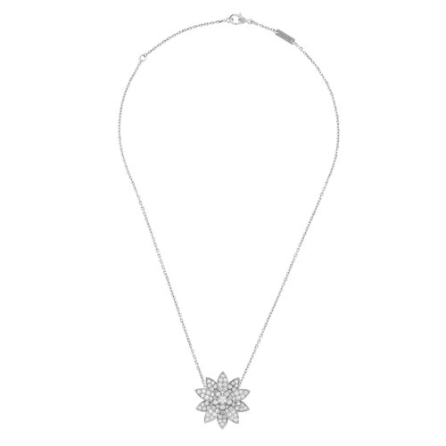 Van Cleef & Arpels/梵克雅寶 經典Lotus系列 18k金白金鑲嵌鉆石中號蓮花胸針VCARO6P800