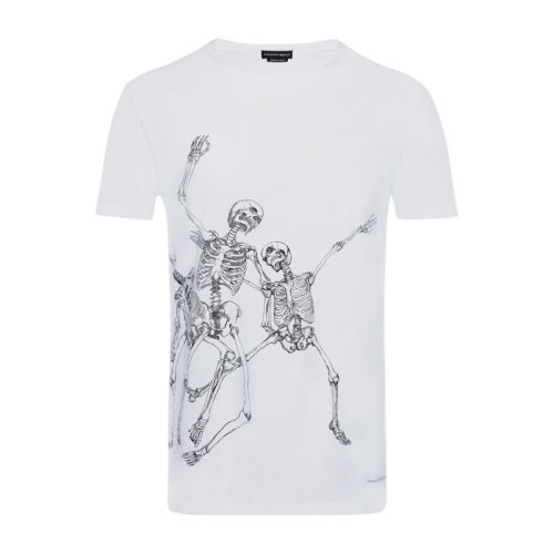 Alexander McQueen/亞歷山大麥昆 男裝 服裝 純棉紋印骷髏圖案時(shí)尚休閑 男士短袖T恤