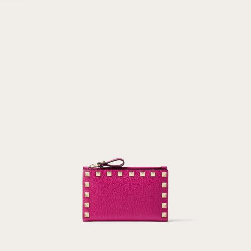  VALENTINO華倫天奴 22年秋冬 女士 卡包 PORTE-CARTES ROCKSTUD ZIPPé EN CUIR DE VEAU GRAIN