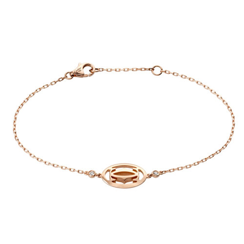 CARTIER/卡地亞 Double C de Cartier 玫瑰金鑲嵌鉆石卡地亞徽標手鏈B6038000