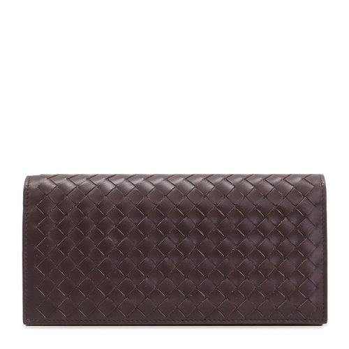 Bottega Veneta/葆蝶家 男士棕色編織皮革長款錢包手拿包女包 156819-V4651-5023