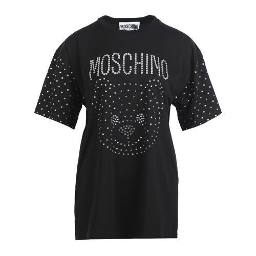 MOSCHINO/莫斯奇諾22春夏Crystal Teddy棉質寬松女士短袖T恤V071505411