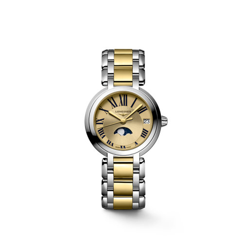 LONGINES/浪琴 22年秋冬新款 心月系列 女士暖金色表盤(pán)石英機(jī)芯精鋼表殼表帶腕表30.5毫米L8.115.5.31.7