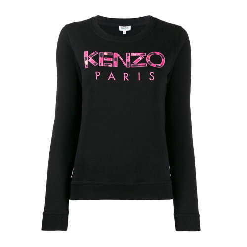 Kenzo/高田賢三  女裝 服飾 黑色棉質字母LOGO圖案時尚修身長袖運動衫 女衛衣