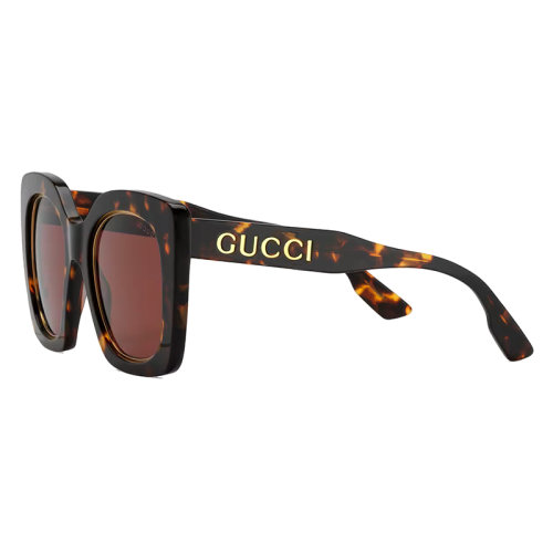 GUCCI/古馳 22年春夏新款 女士純棕色鏡片光澤感深玳瑁色醋纖鏡框超大造型方形太陽(yáng)眼鏡墨鏡691318J07402323