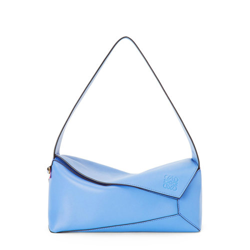 LOEWE/羅意威 22春夏新款Puzzle Hobo系列 女士神圣藍(lán)拼接效果牛皮革徽標(biāo)壓印金扣單肩斜挎拼圖包0010701431