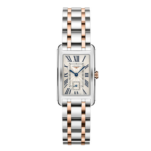 LONGINES/浪琴  黛綽維納系列 長方形石英表精鋼玫瑰金表帶銀盤男女同款表23.3 X 37毫米L5.512.5.71.7