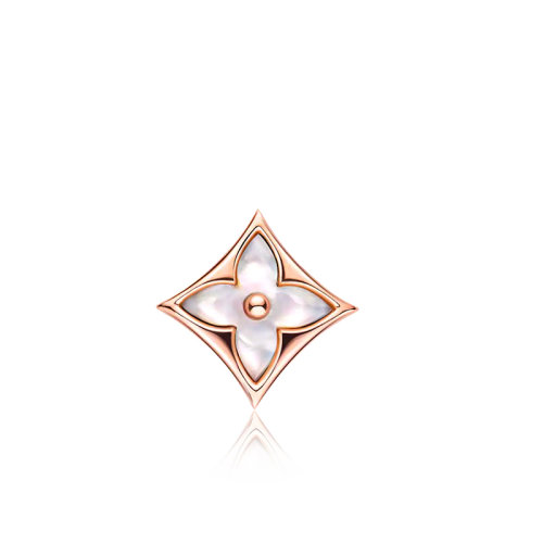 Louis Vuitton/路易威登 BLOSSOM系列 經典款單只18k金玫瑰金白色珍珠母貝花卉形狀耳釘Q96426