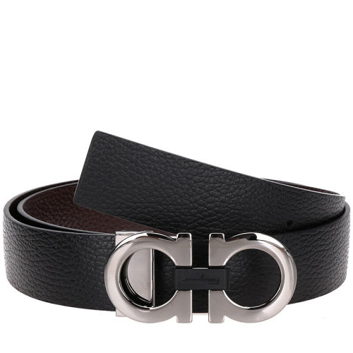 Salvatore Ferragamo/菲拉格慕 男士 黑色皮革時尚皮帶腰帶 678783 0476361