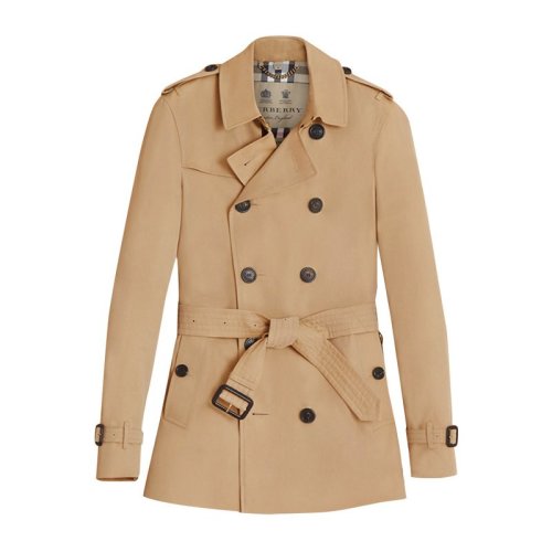 BURBERRY/博柏利  男裝 服裝 Heritage Trench男士卡其色純棉時尚系帶短款風衣 男士大衣