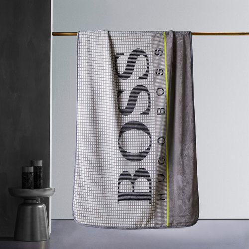 HUGO BOSS/雨果博斯 HUGO BOSS LOGO 格紋毯汽車毯舒柔毯（灰）100*140cm